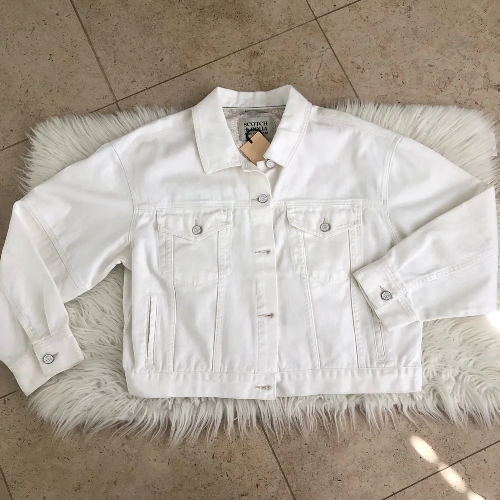 NWT Scotch & Soda 100% Cotton Off-White Denim Jacket XL - Picture 2 of 13